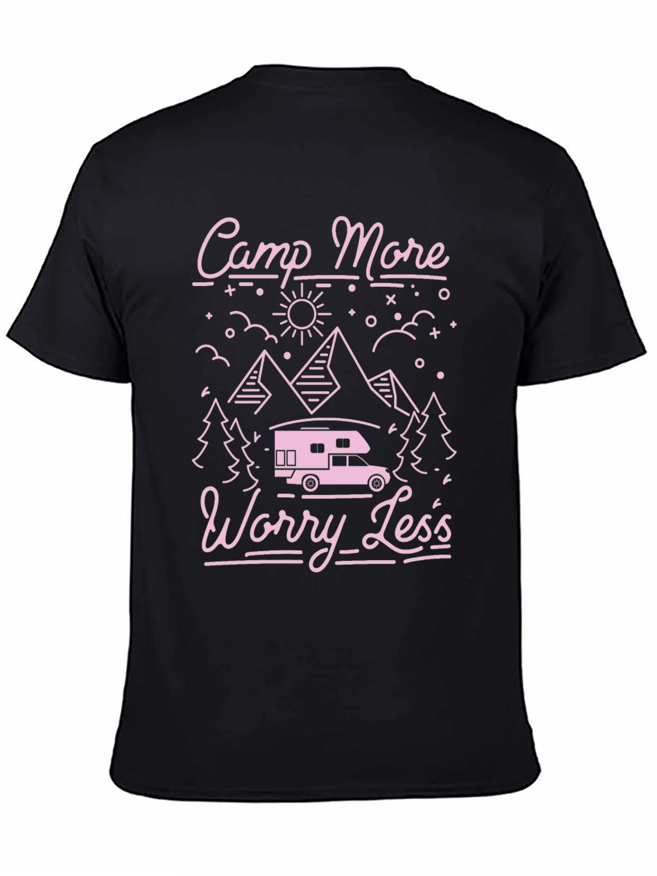 Camp More Worry Less Black T-Shirt