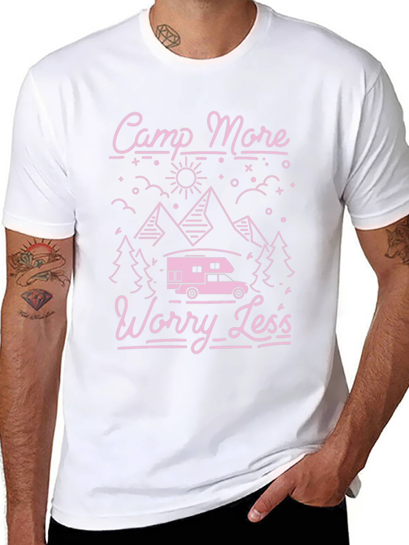 Camp More Worry Less Black T-Shirt
