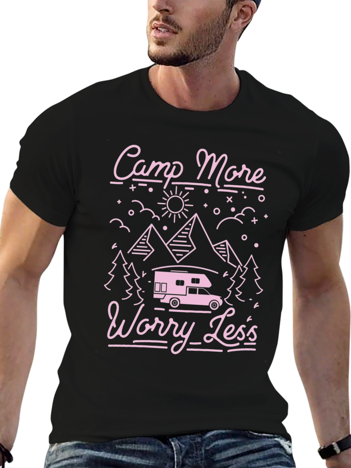 Camp More Worry Less Black T-Shirt