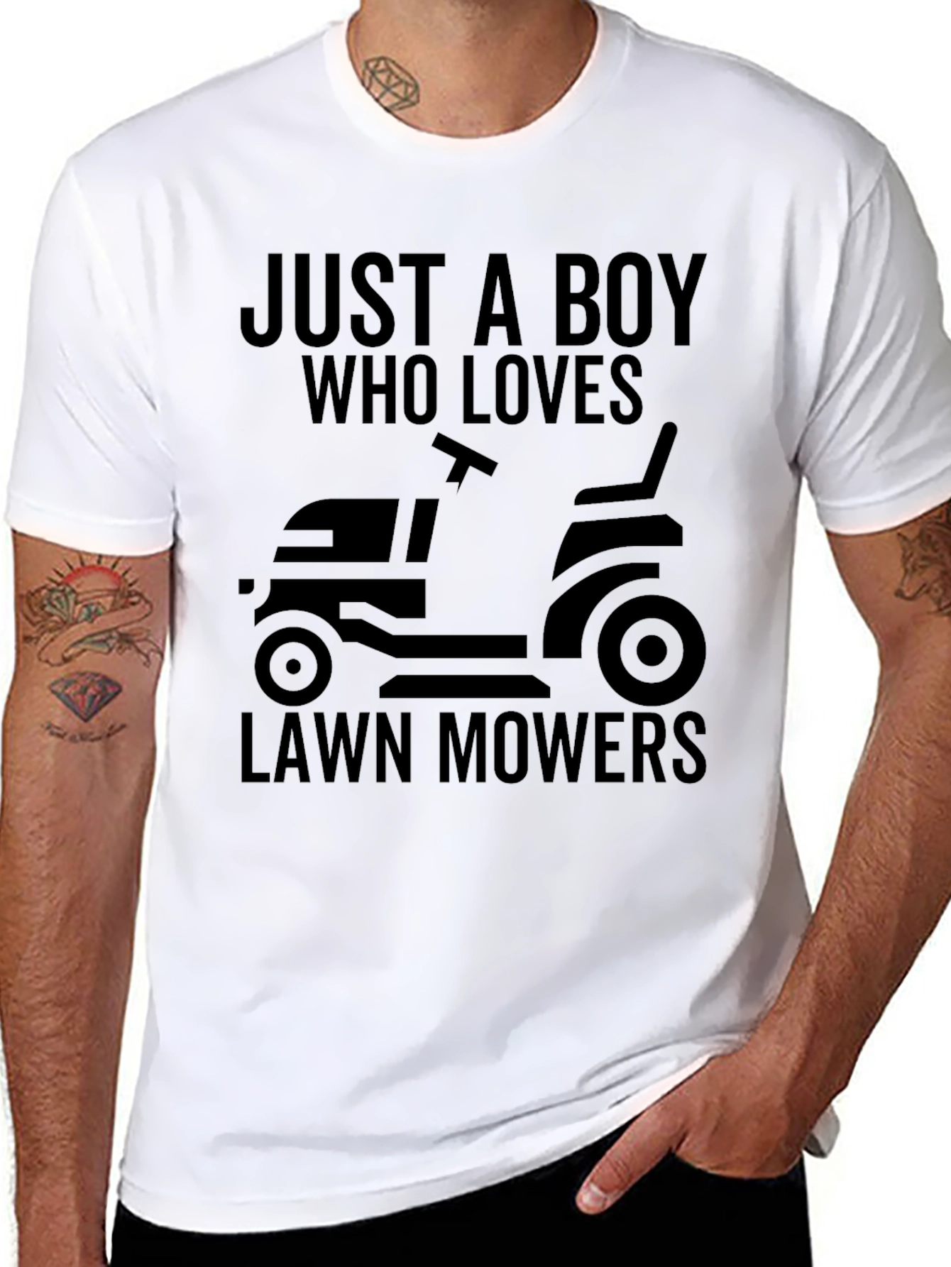 Boy Who Loves Lawn Mowers Graphic Tee