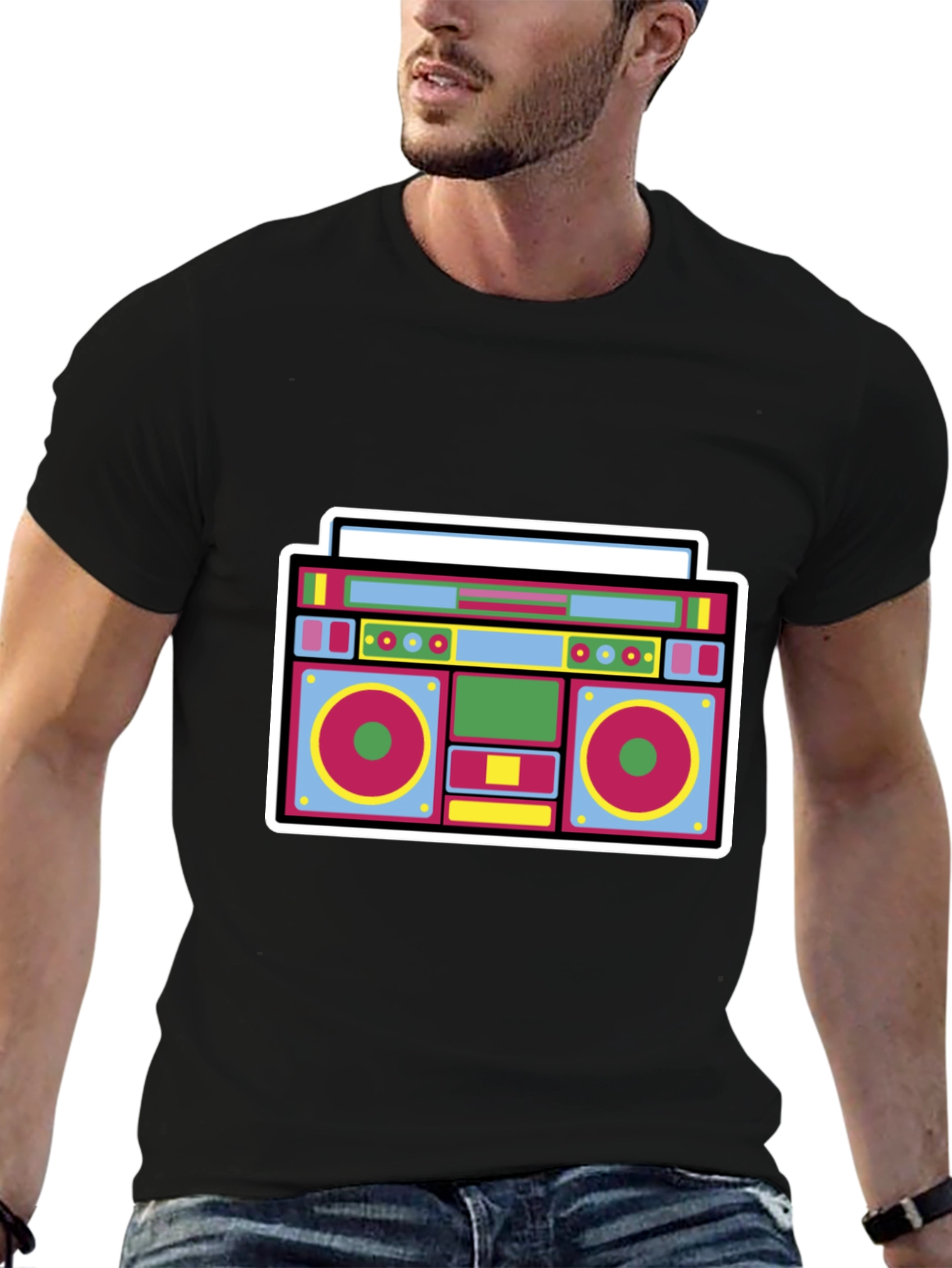 Retro Boombox Graphic Tee - Cool 80s Style!