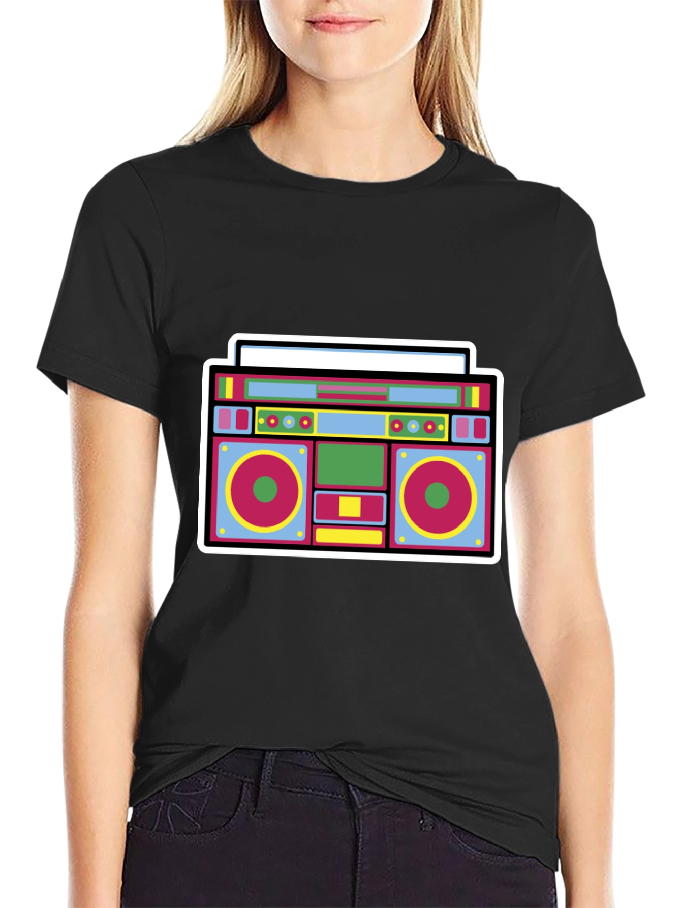 Retro Boombox Graphic Tee - Cool 80s Style!