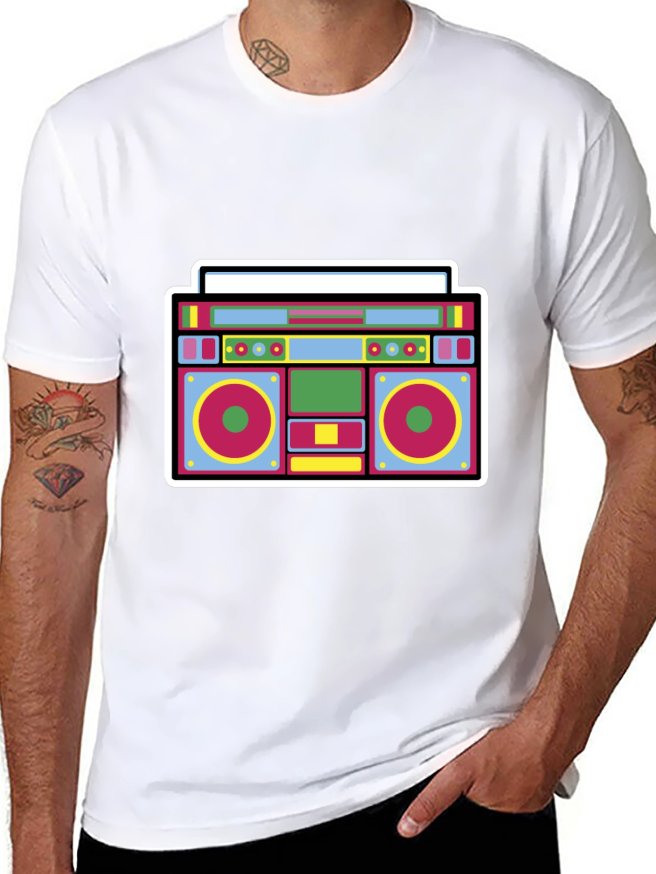 Retro Boombox Graphic Tee - Cool 80s Style!