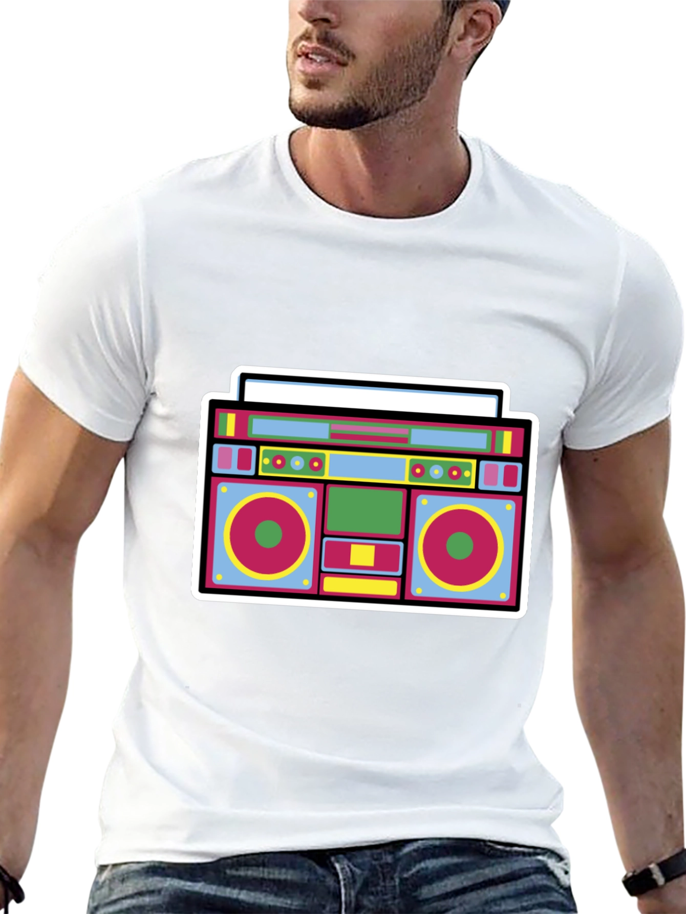 Retro Boombox Graphic Tee - Cool 80s Style!