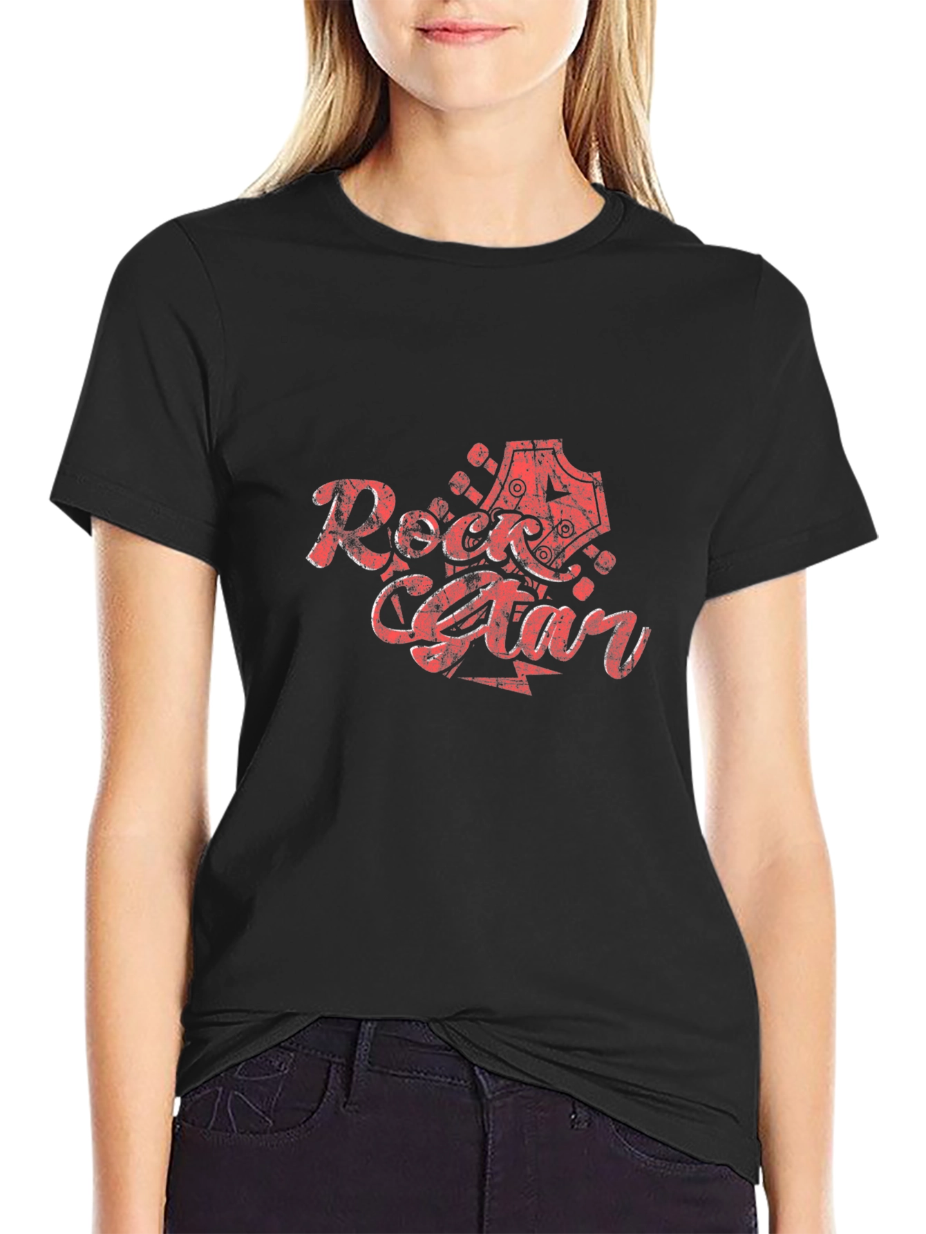 Rock Star Graphic Print T-Shirt - Black
