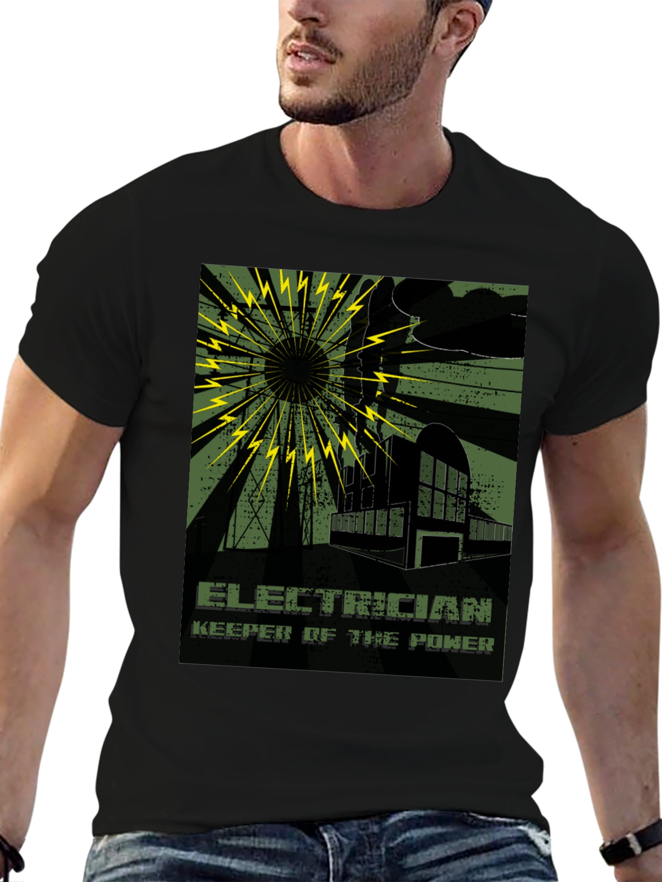 Electrician Keeper of the Power Black T-Shirt
