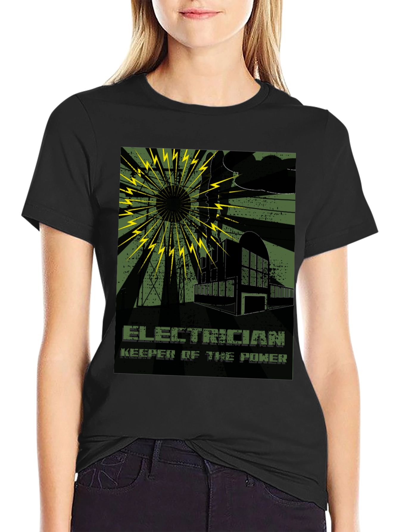 Electrician Keeper of the Power Black T-Shirt
