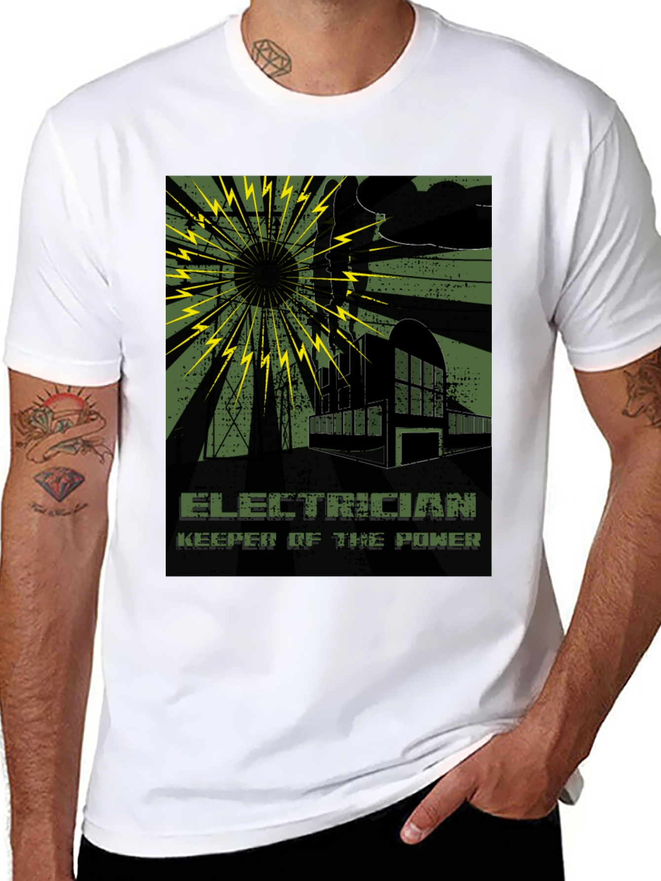 Electrician Keeper of the Power Black T-Shirt