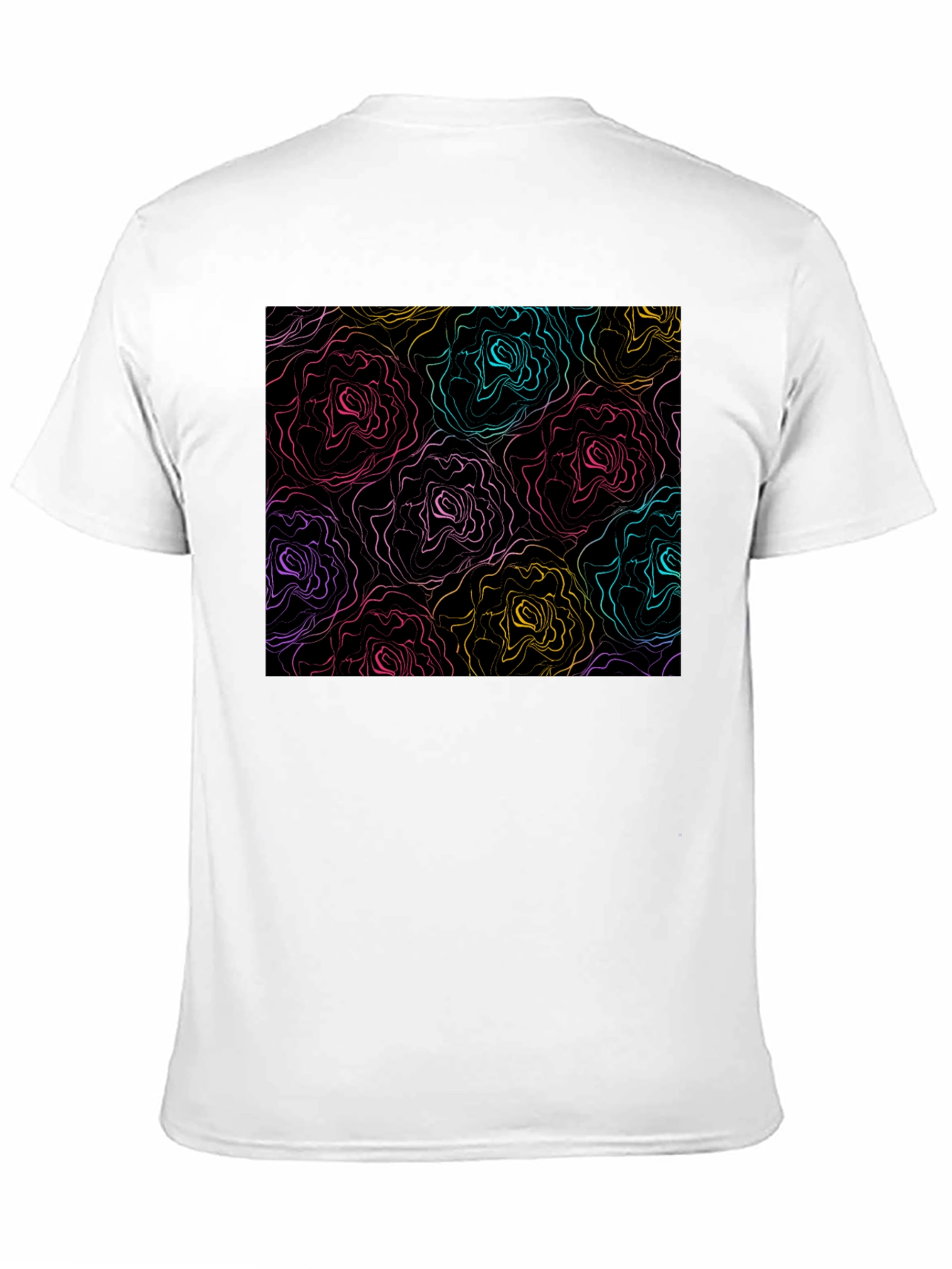 Abstract Floral Print Black T-Shirt