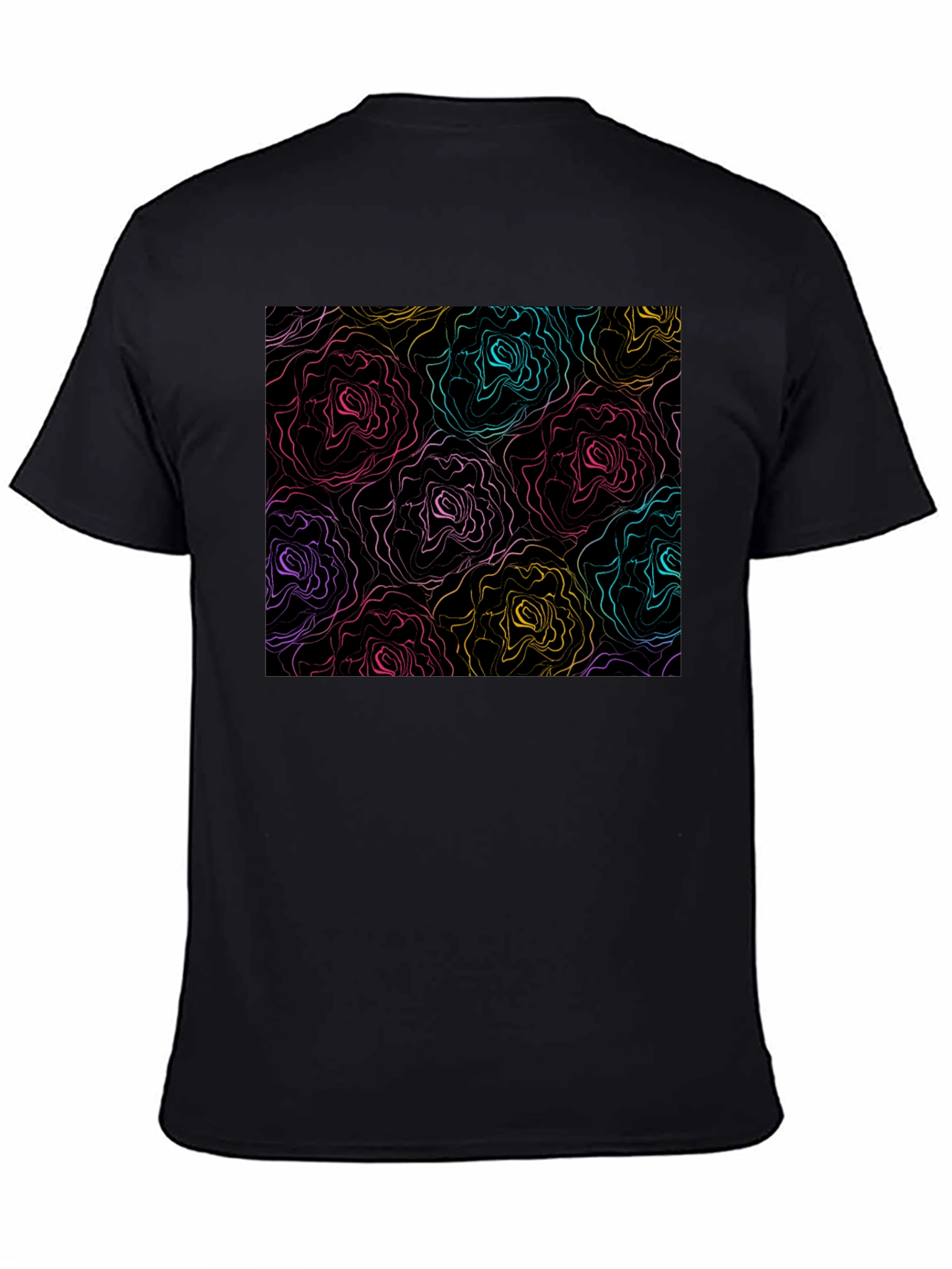 Abstract Floral Print Black T-Shirt