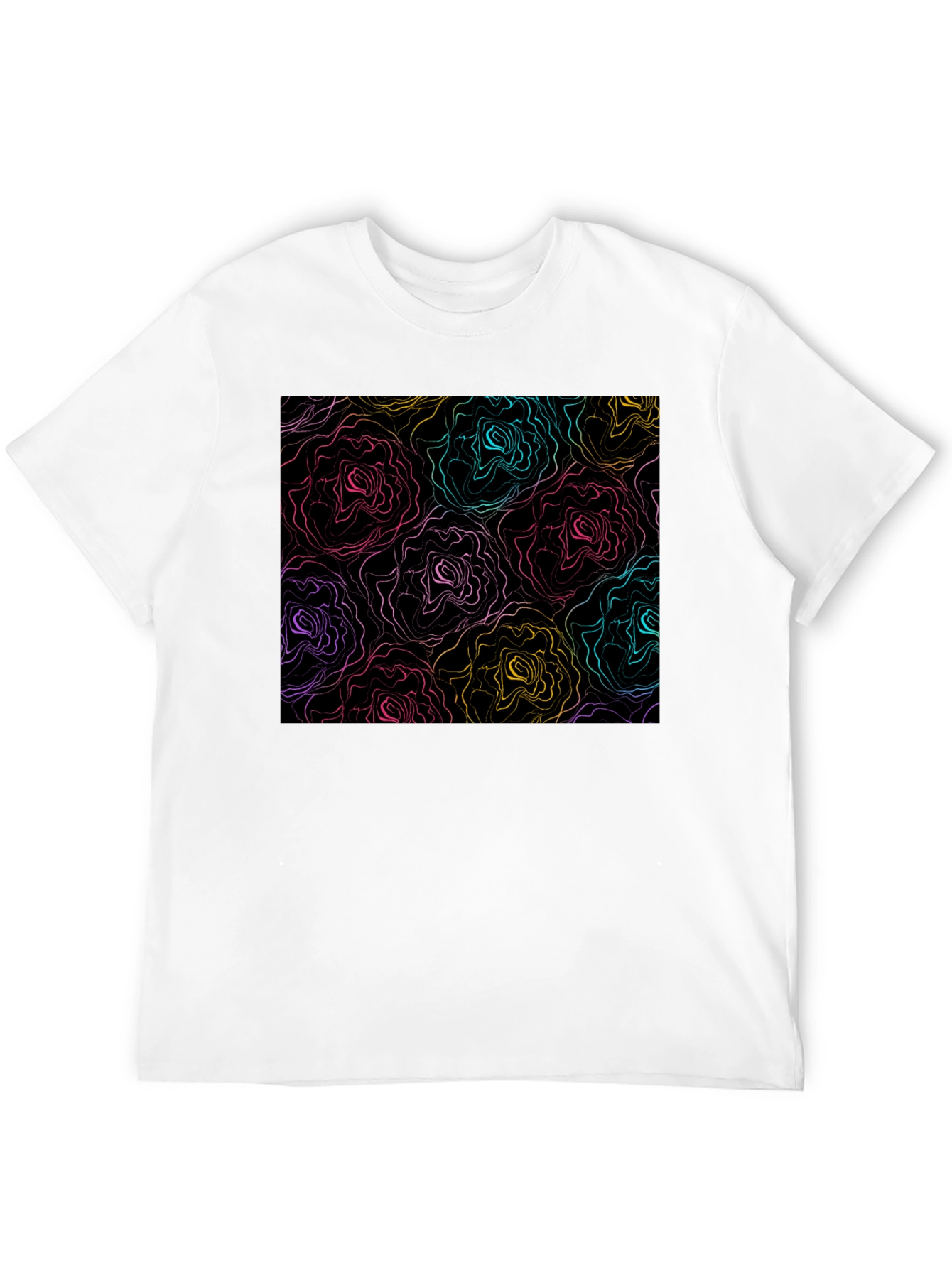 Abstract Floral Print Black T-Shirt