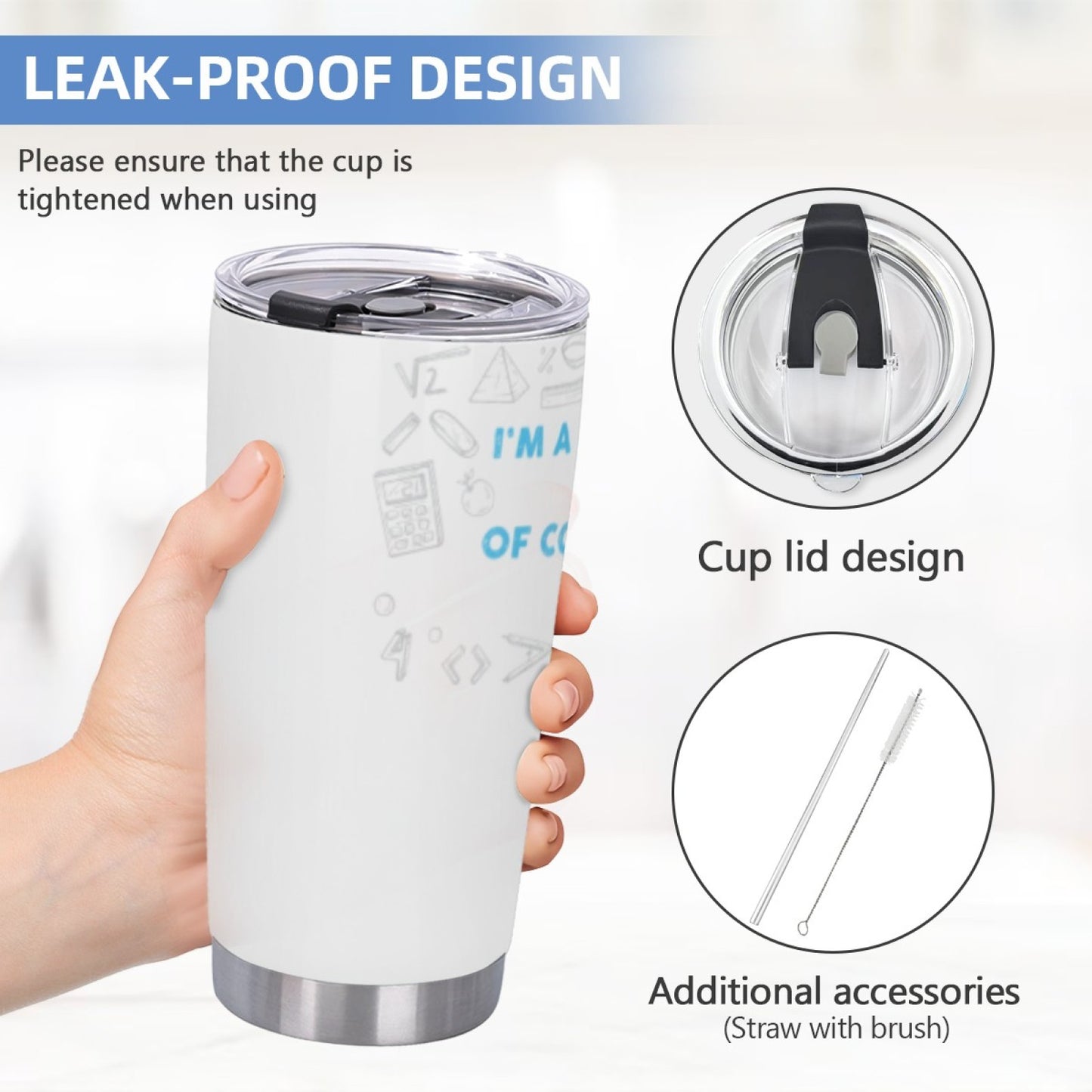 On-The-Go Insulated Graphic Tumbler - Stainless Steel Leak-Proof Drinkware