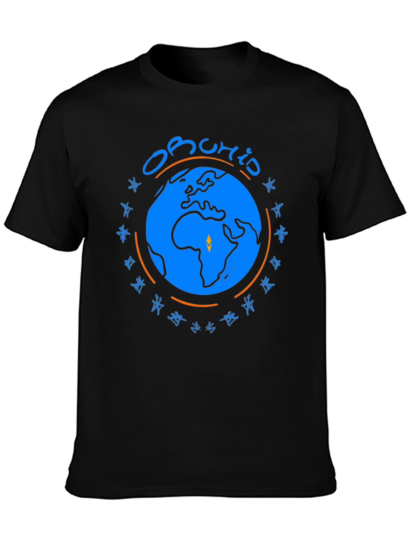 Obuhio Earth Graphic T-Shirt - Black