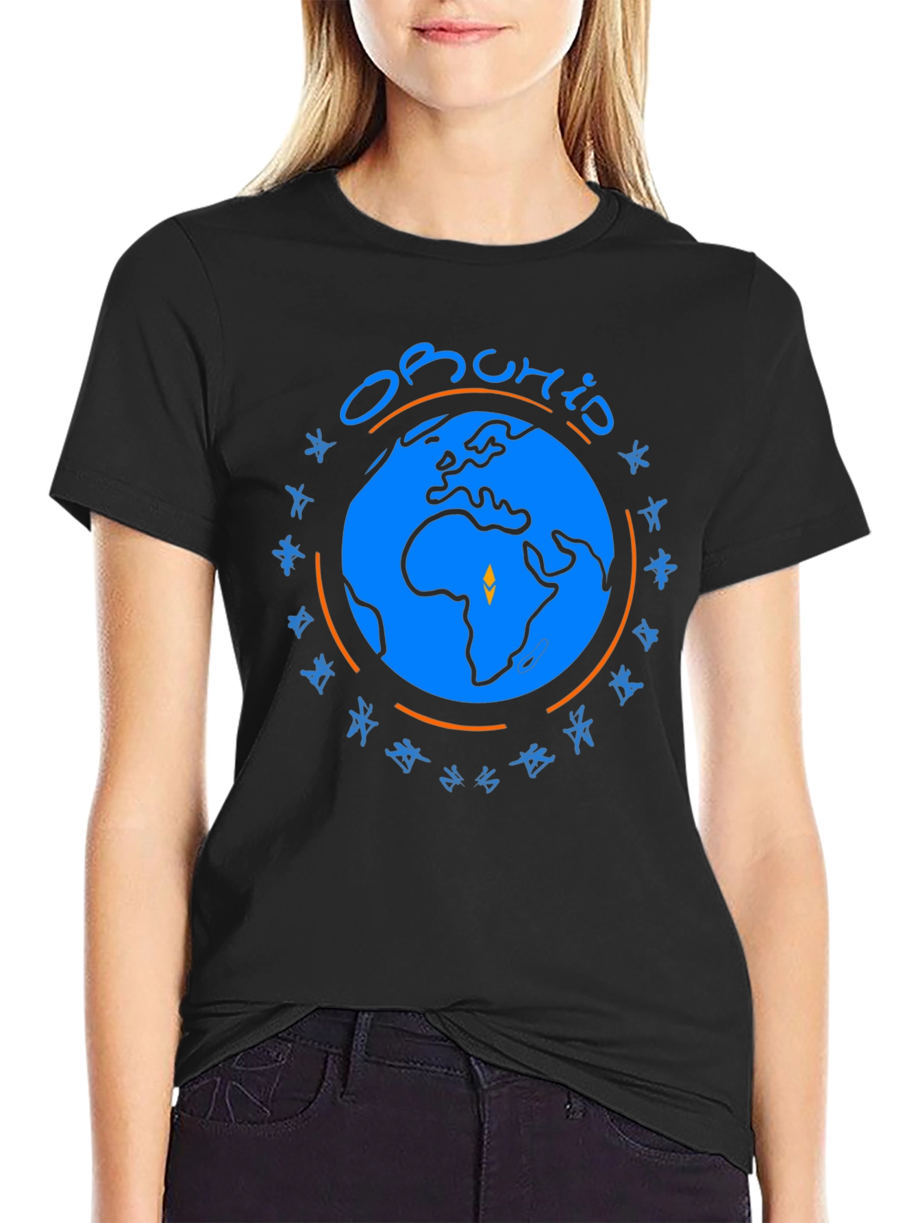 Obuhio Earth Graphic T-Shirt - Black