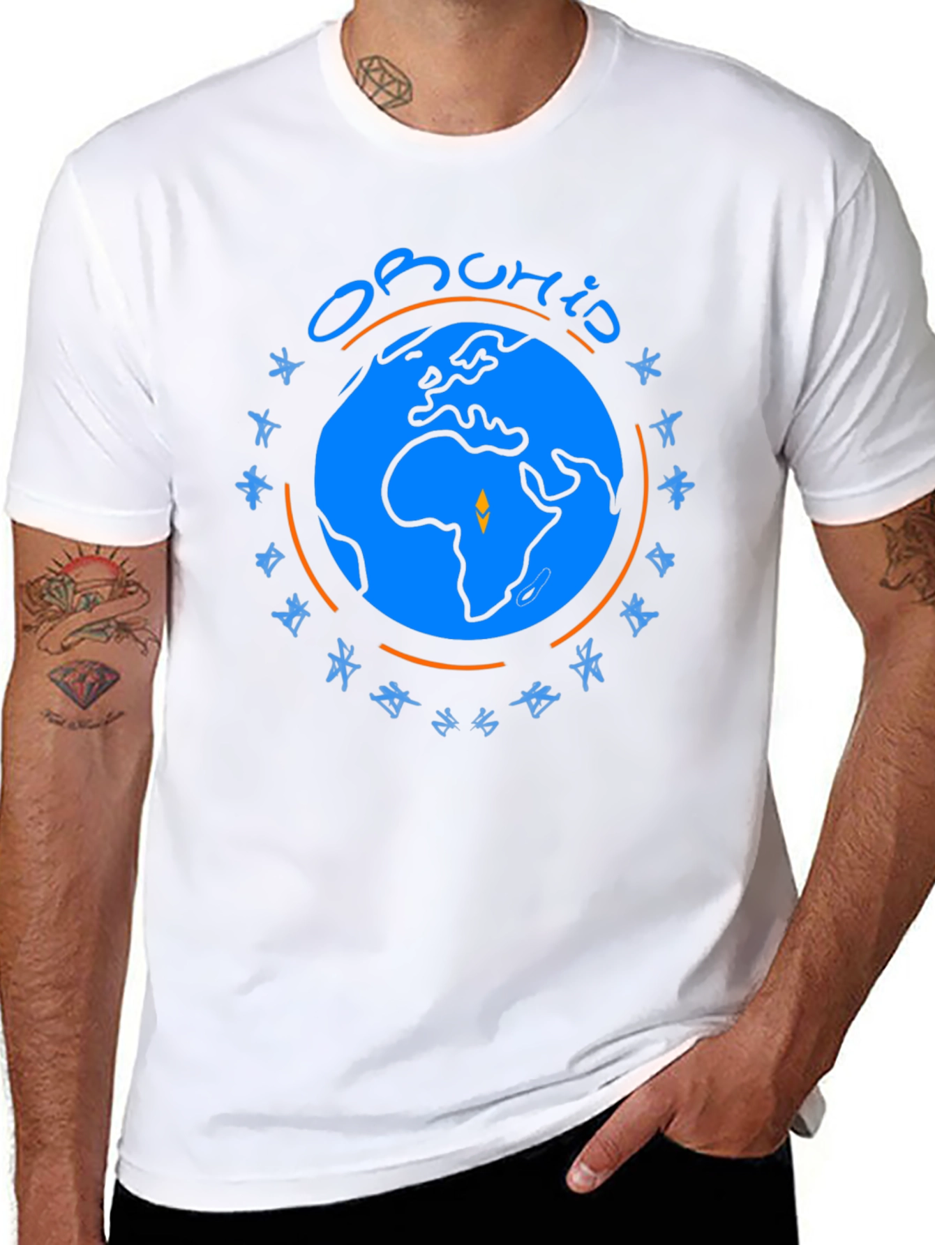 Obuhio Earth Graphic T-Shirt - Black