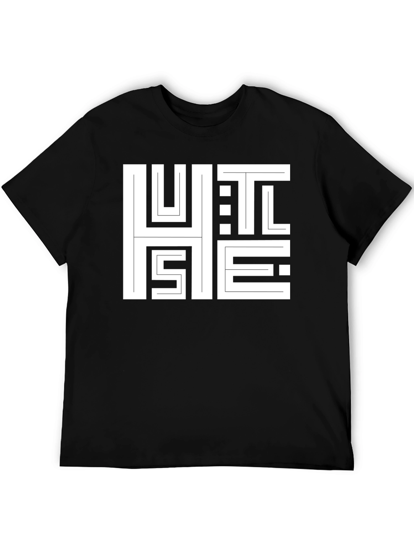 Abstract HUSTLE Graphic Print T-Shirt - Black