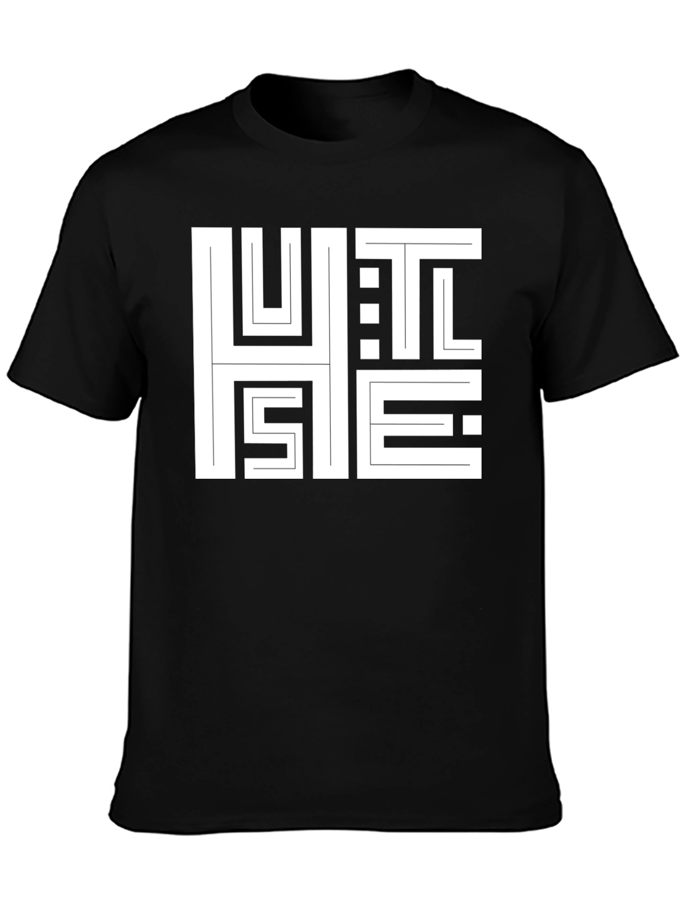 Abstract HUSTLE Graphic Print T-Shirt - Black
