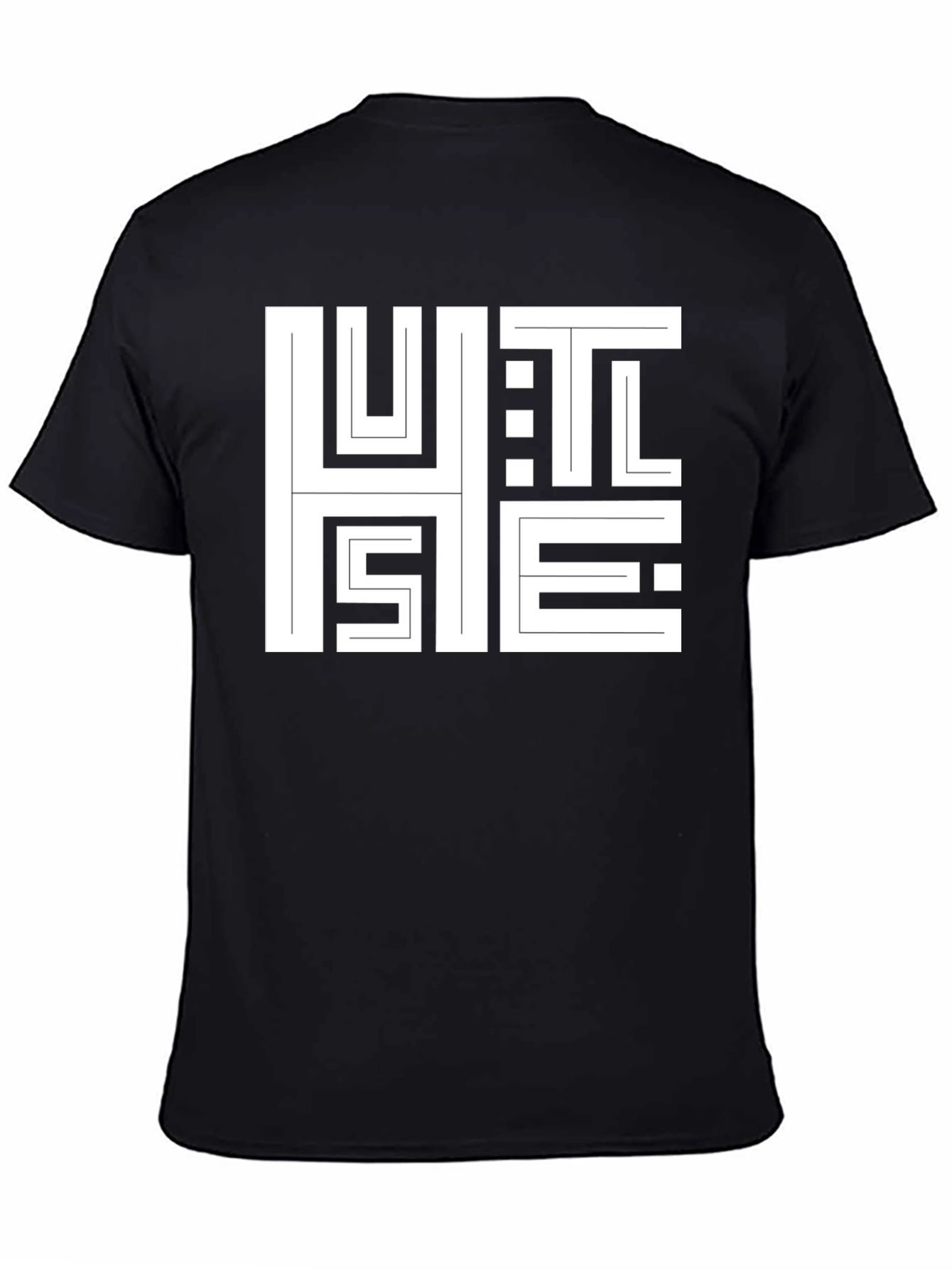 Abstract HUSTLE Graphic Print T-Shirt - Black
