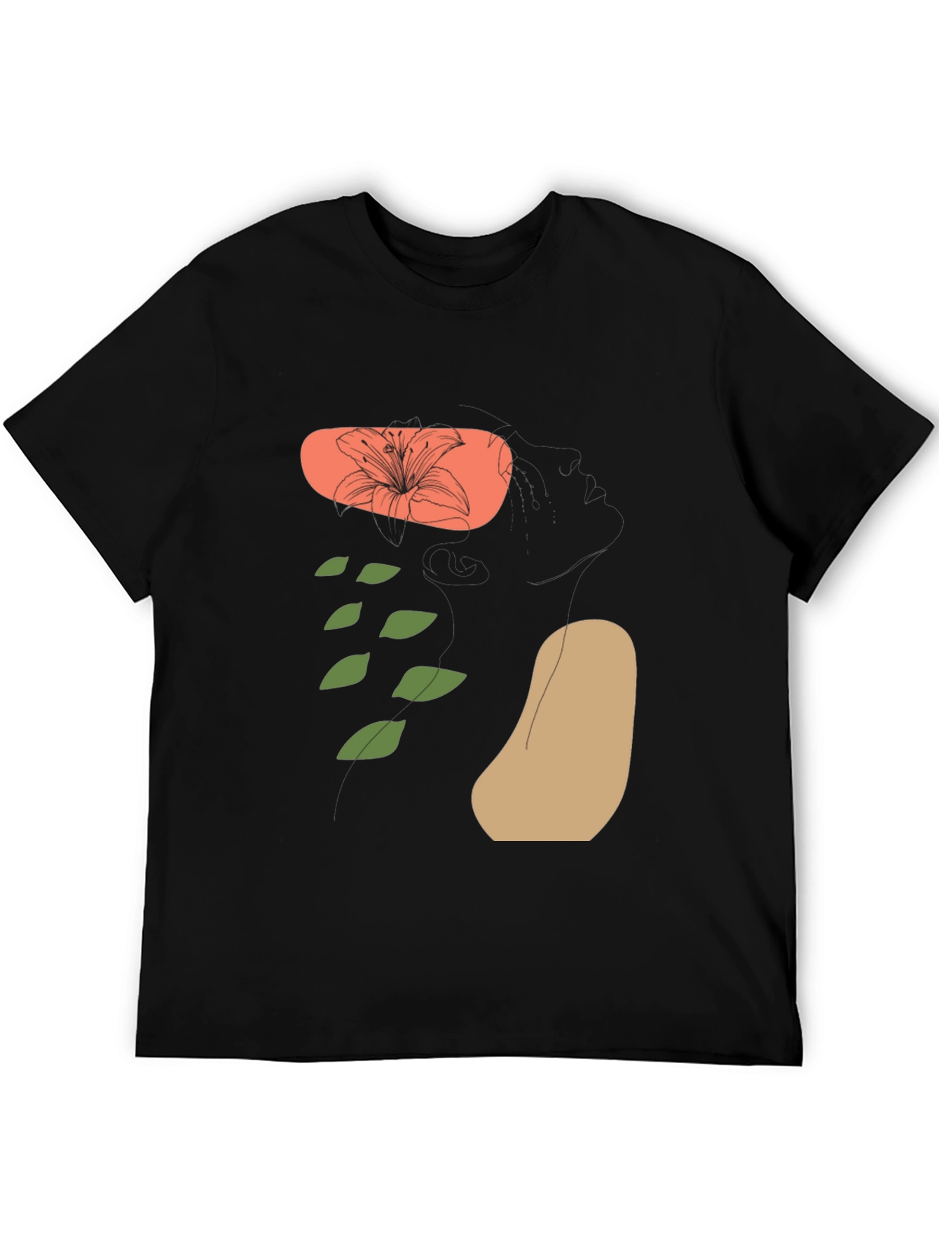 Floral Graphic Print Black Tee