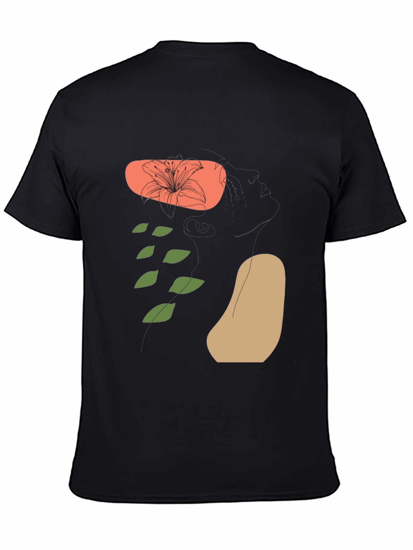 Floral Graphic Print Black Tee