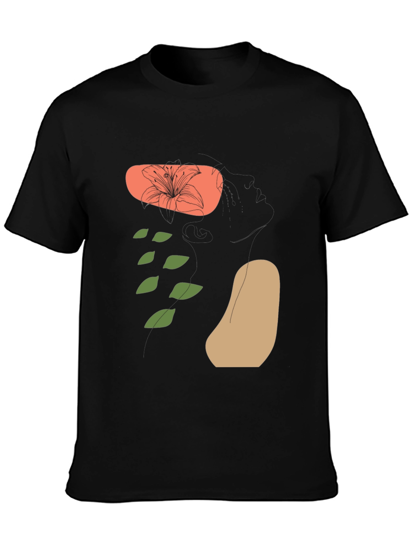 Floral Graphic Print Black Tee