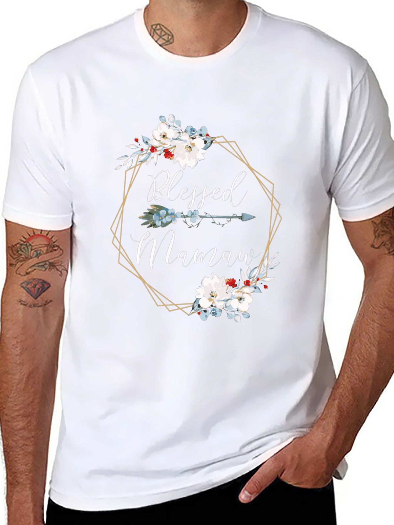 Blessed Mamaw Floral Arrow T-Shirt