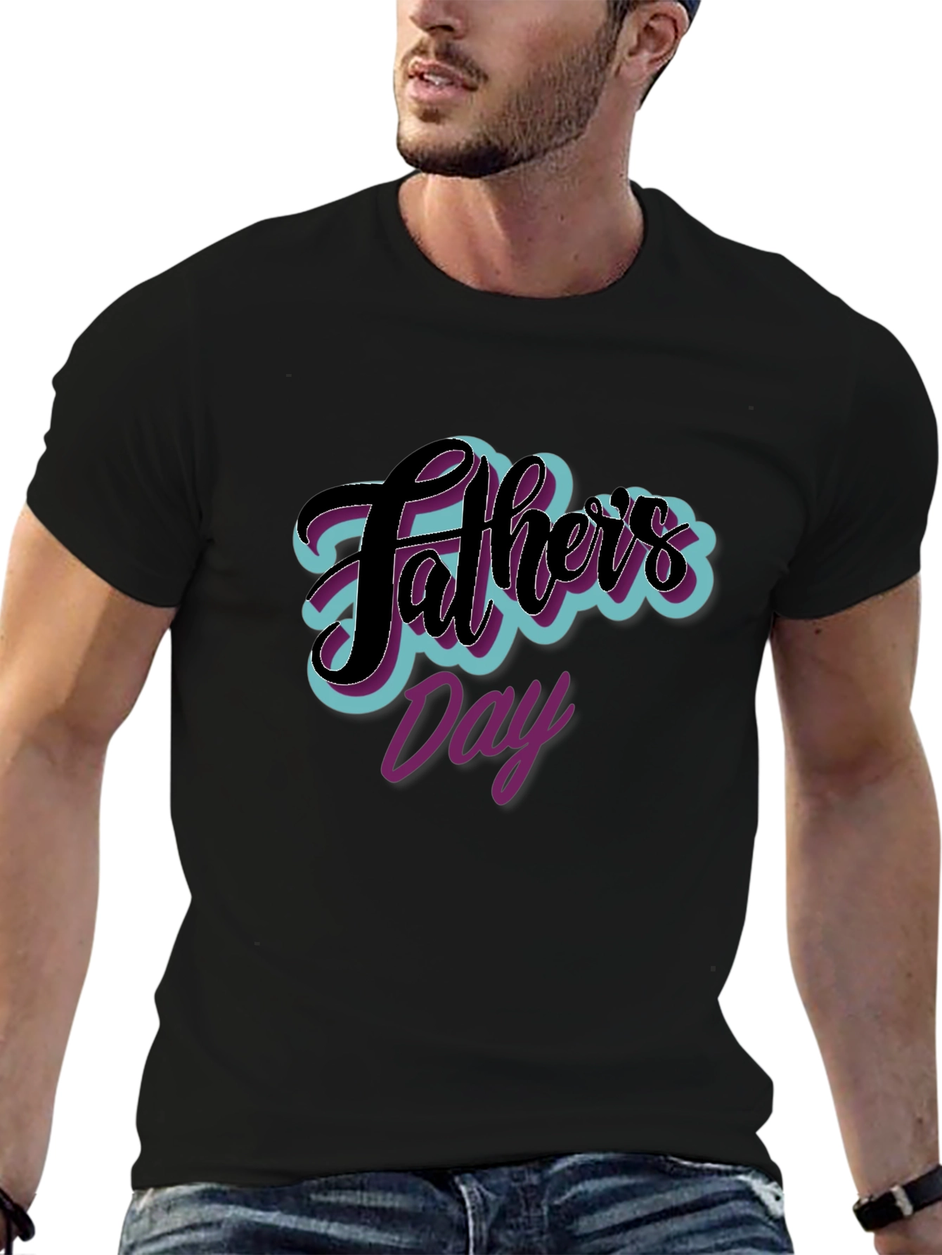 Fathers Day Graphic Tee - Black Casual T-Shirt