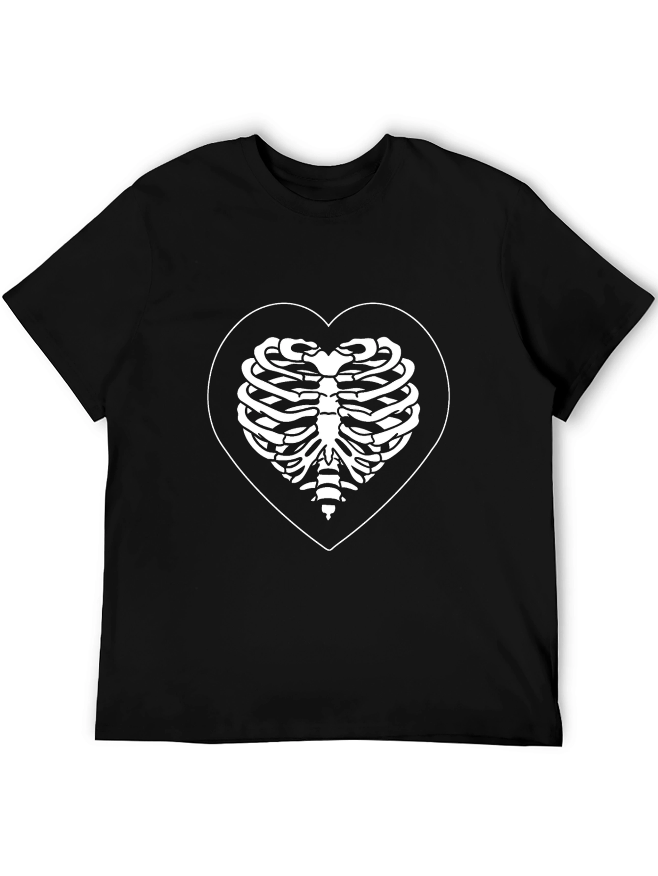 Skeleton Heart T-Shirt - Black Ribcage Tee