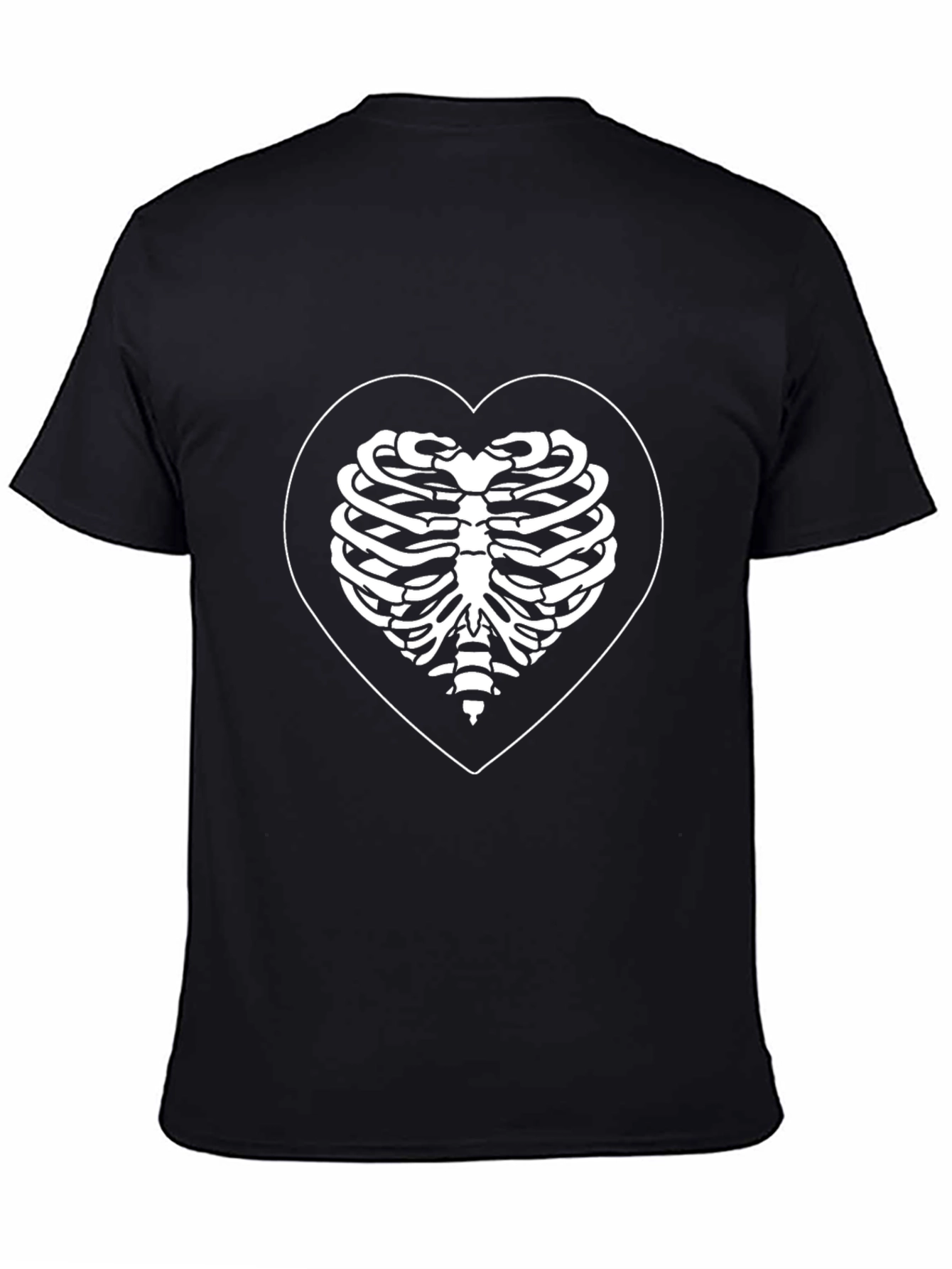 Skeleton Heart T-Shirt - Black Ribcage Tee