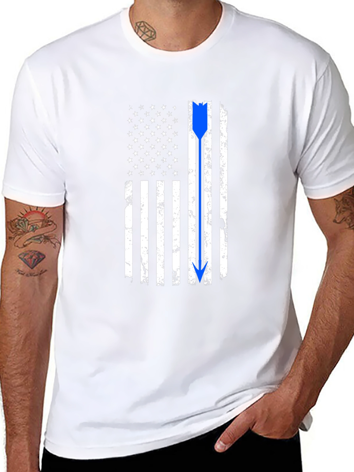 Thin Blue Line American Flag Arrow T-Shirt