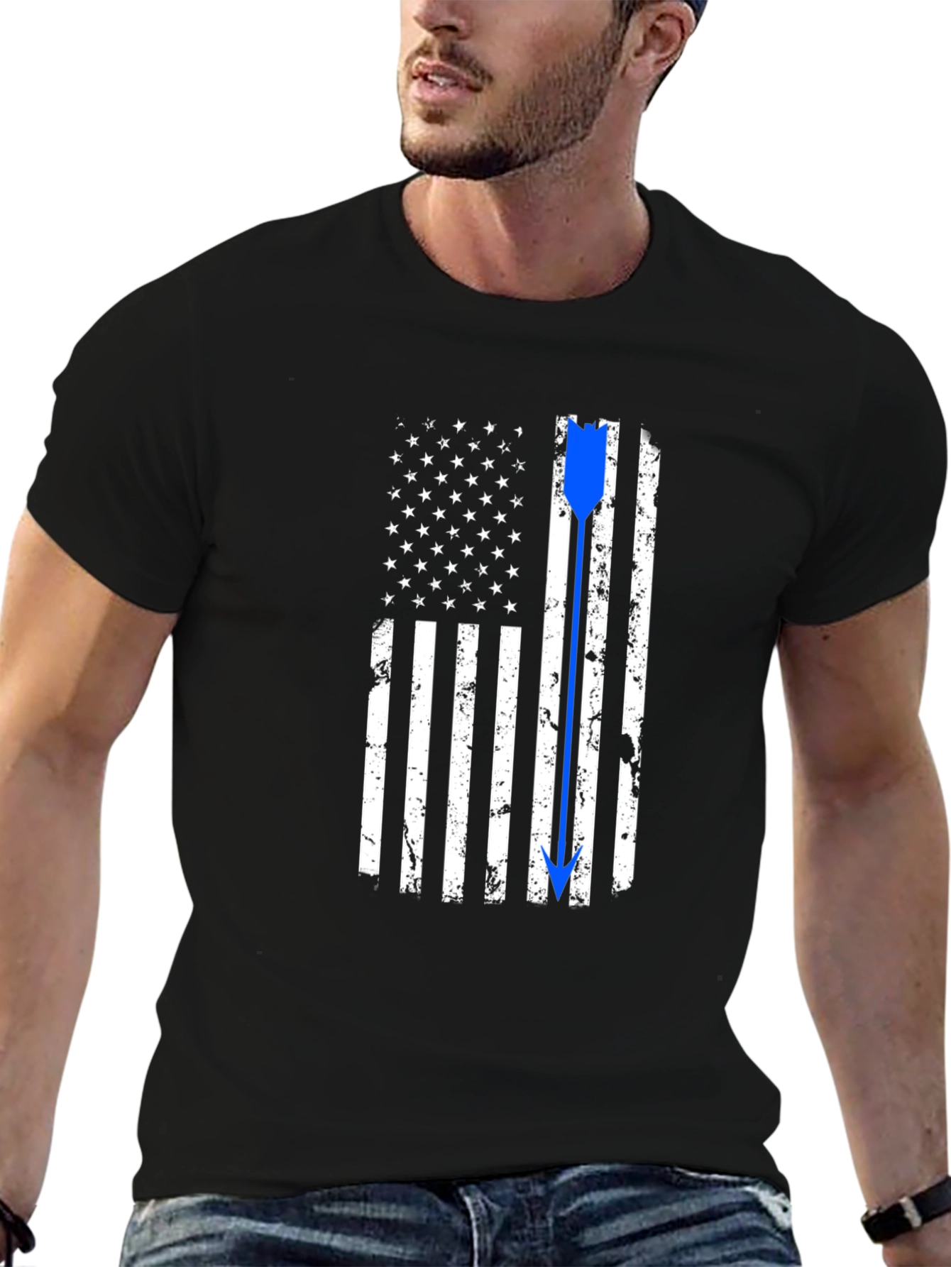 Thin Blue Line American Flag Arrow T-Shirt