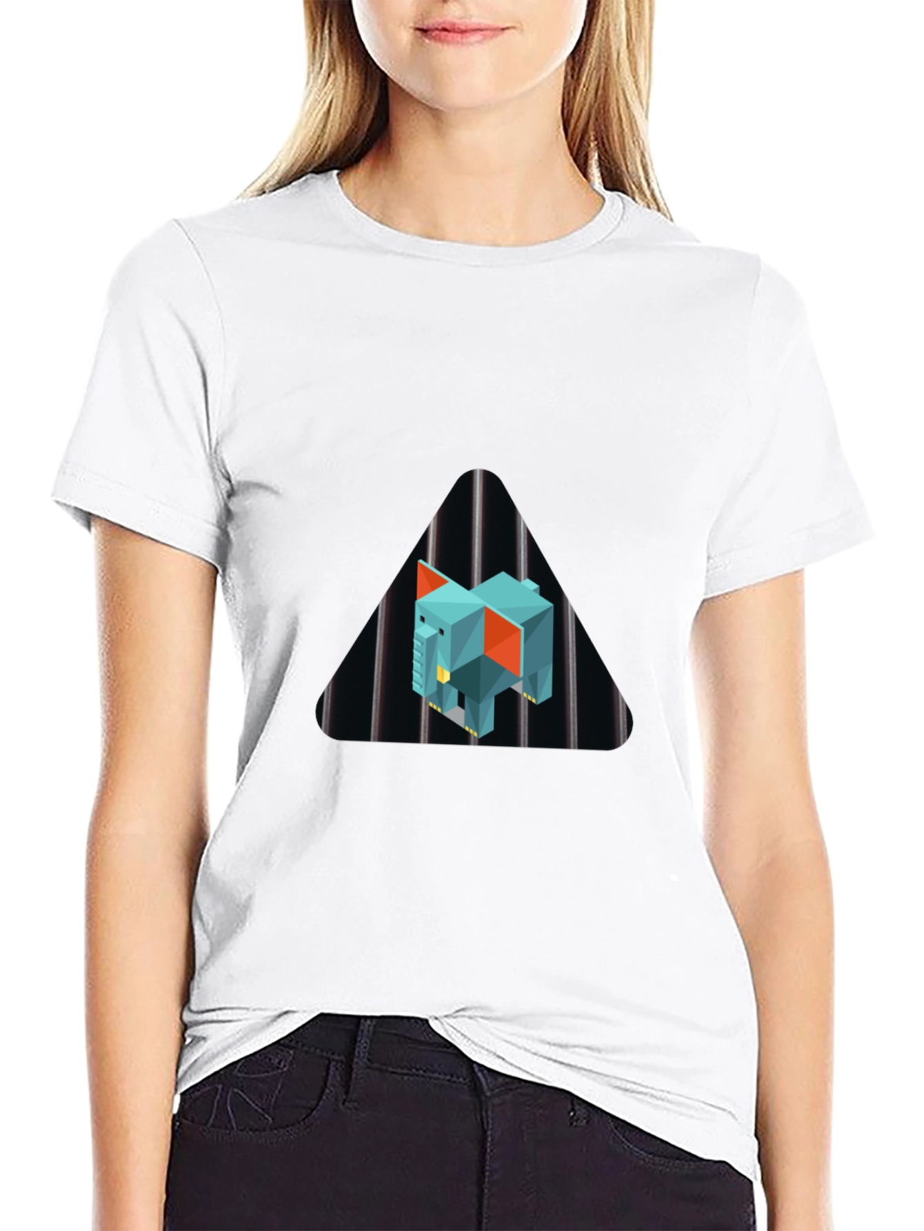 Geometric Elephant Graphic Black T-Shirt