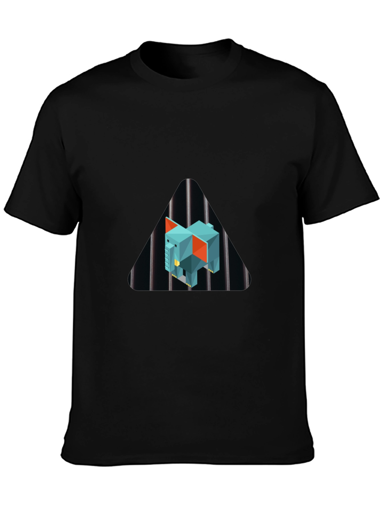Geometric Elephant Graphic Black T-Shirt