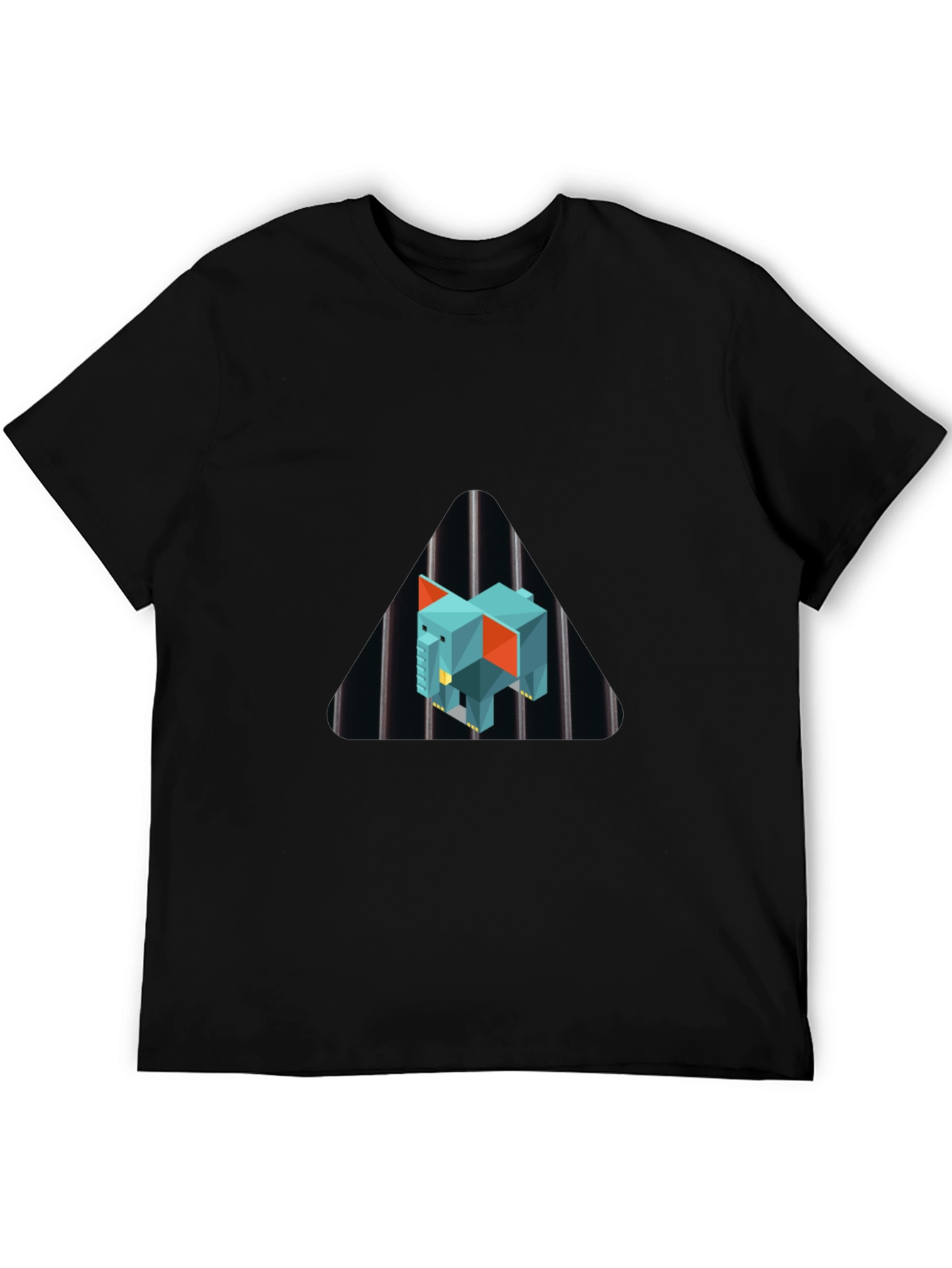 Geometric Elephant Graphic Black T-Shirt