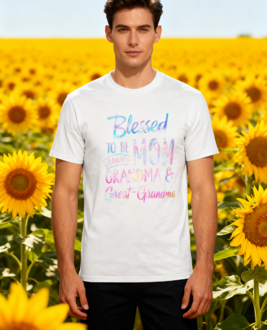 Blessed Multigenerational Mom Grandma Great-Grandma 100% Cotton T-Shirt - Unisex Versatile Family Pride TeeT584490
