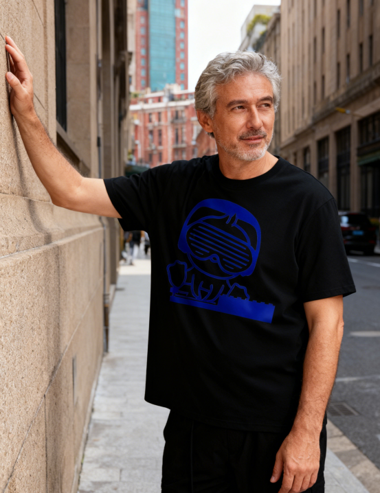 Men's Cartoon DJ Graphic Print T-Shirt, 1 pcs 190g 100% Pure Cotton Casual Short-Sleeve T-Shirt