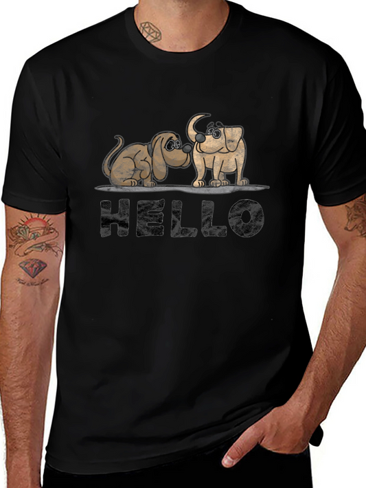 Hello Dogs Black Graphic Tee