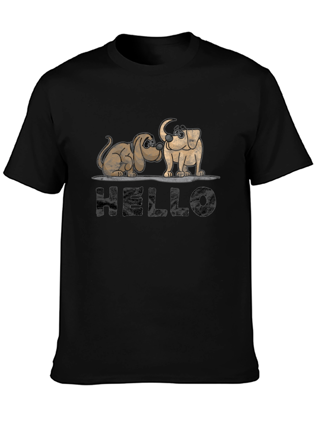 Hello Dogs Black Graphic Tee
