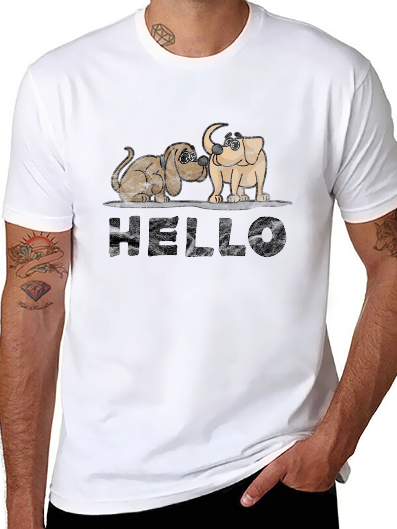 Hello Dogs Black Graphic Tee