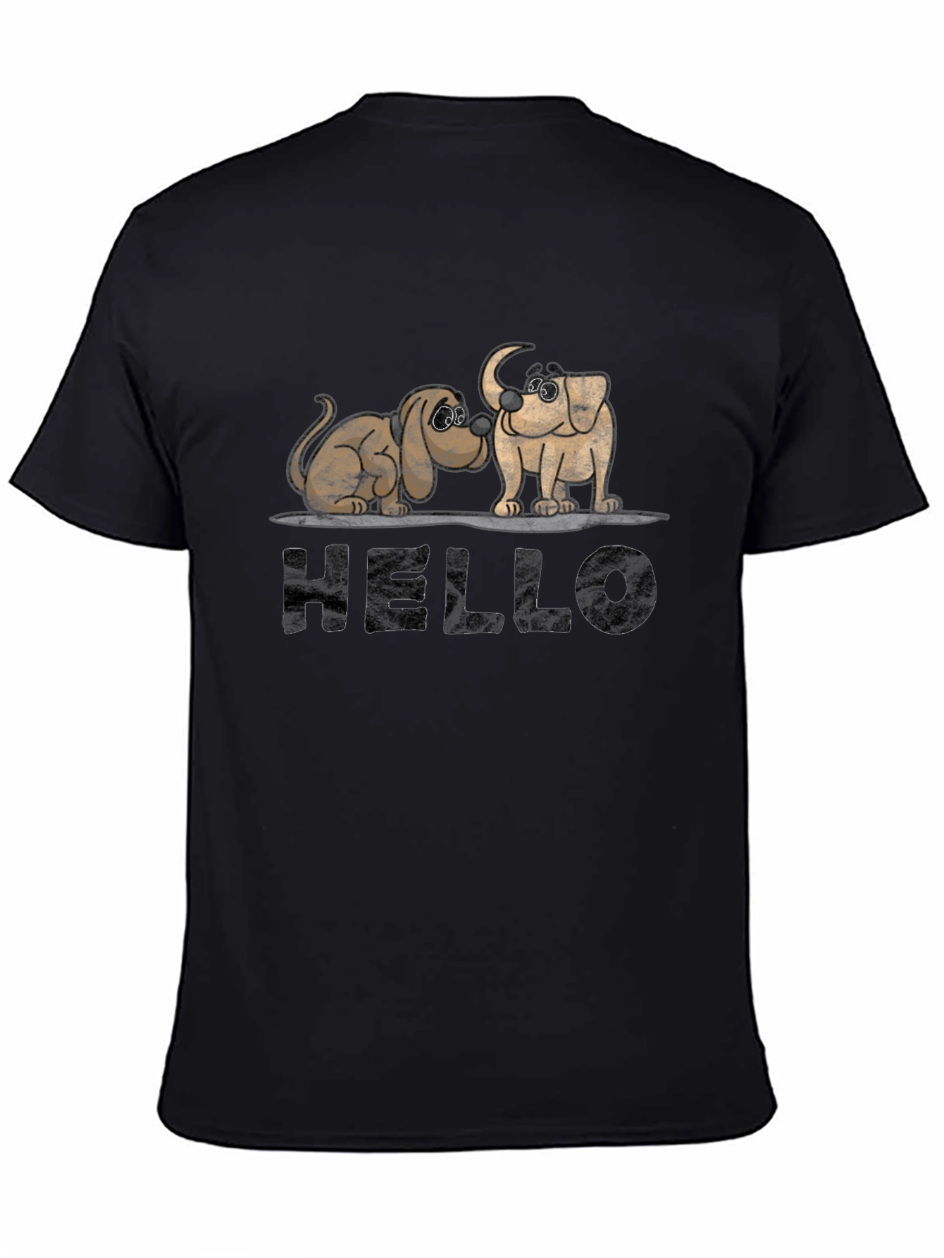 Hello Dogs Black Graphic Tee