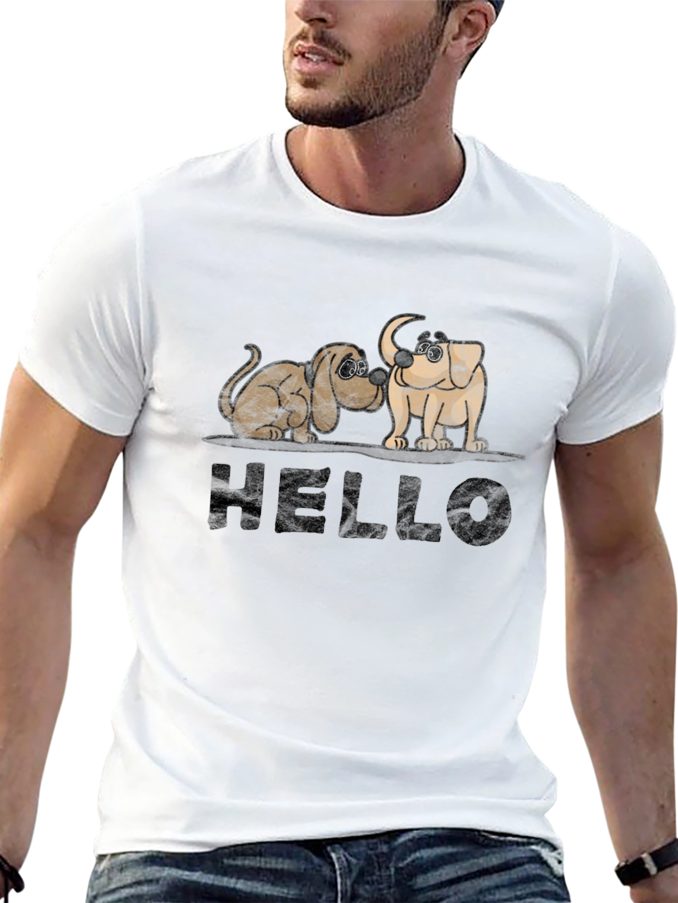 Hello Dogs Black Graphic Tee