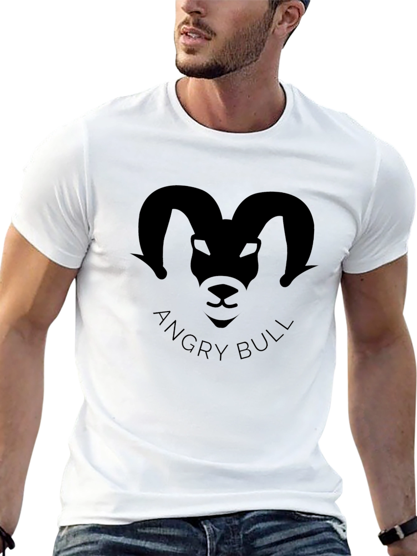 Angry Bull Graphic Tee - Black Cotton Blend