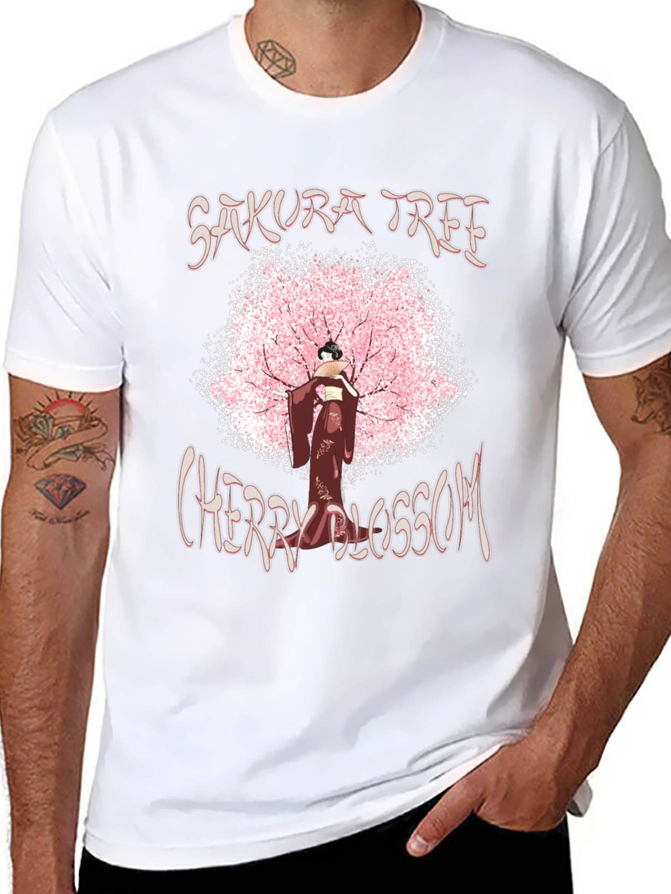 Sakura Tree Cherry Blossom Black T-Shirt