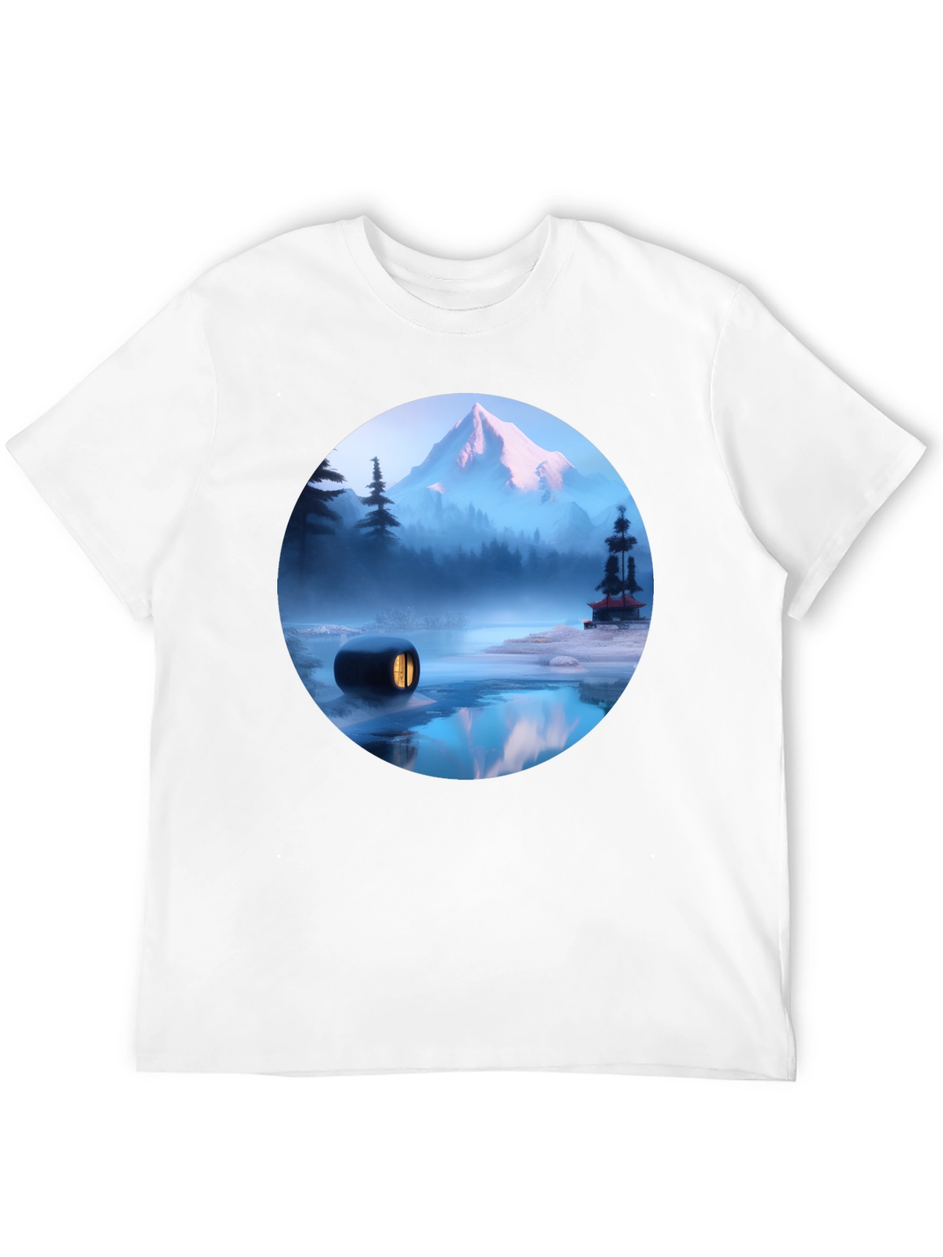 Mystic Mountain Scene Black T-Shirt
