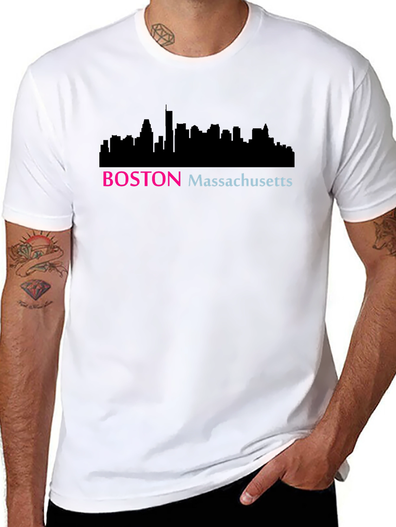 Boston Skyline T-Shirt - Massachusetts Cityscape Tee