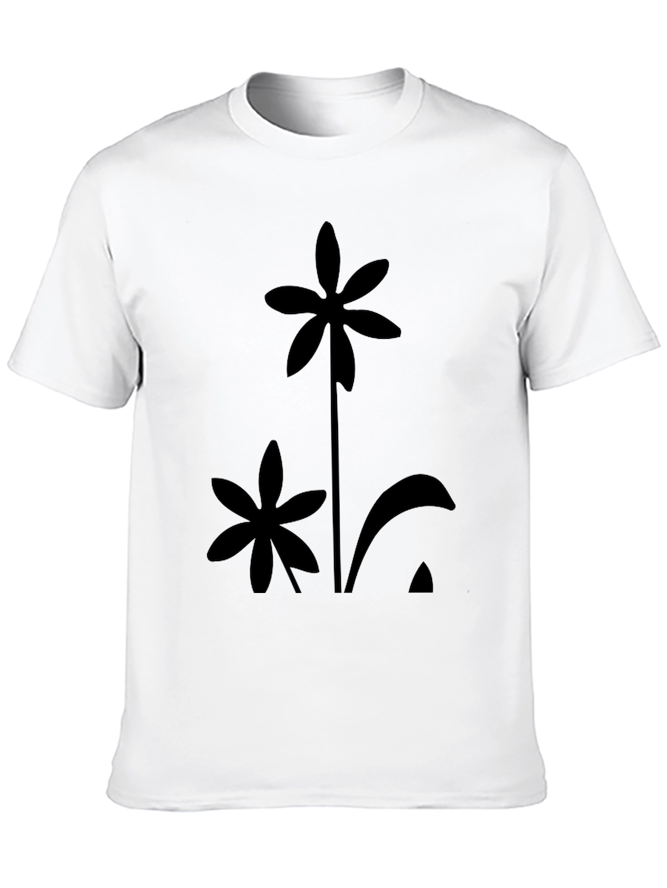 Minimalist Flower Print Black T-Shirt