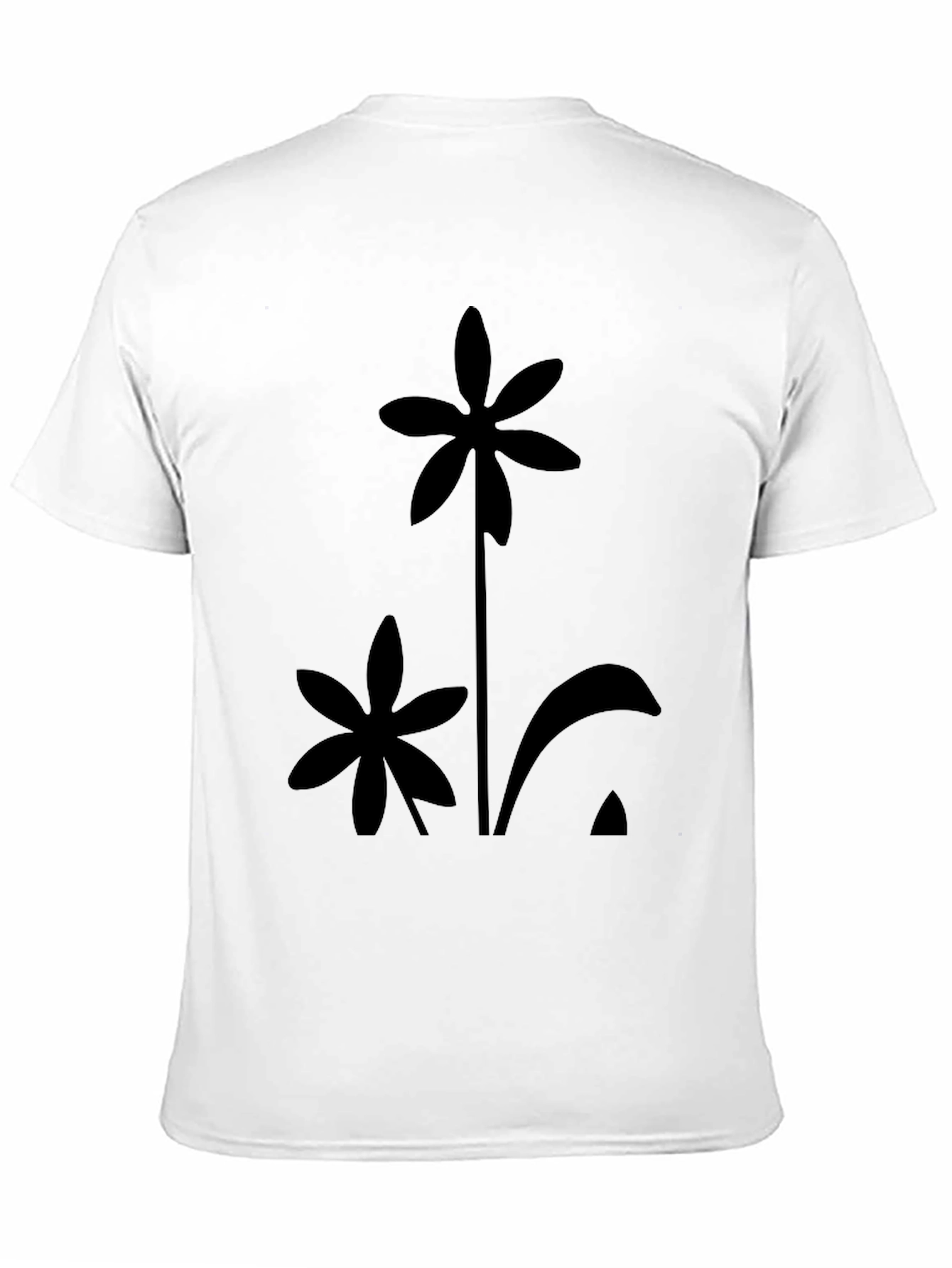 Minimalist Flower Print Black T-Shirt
