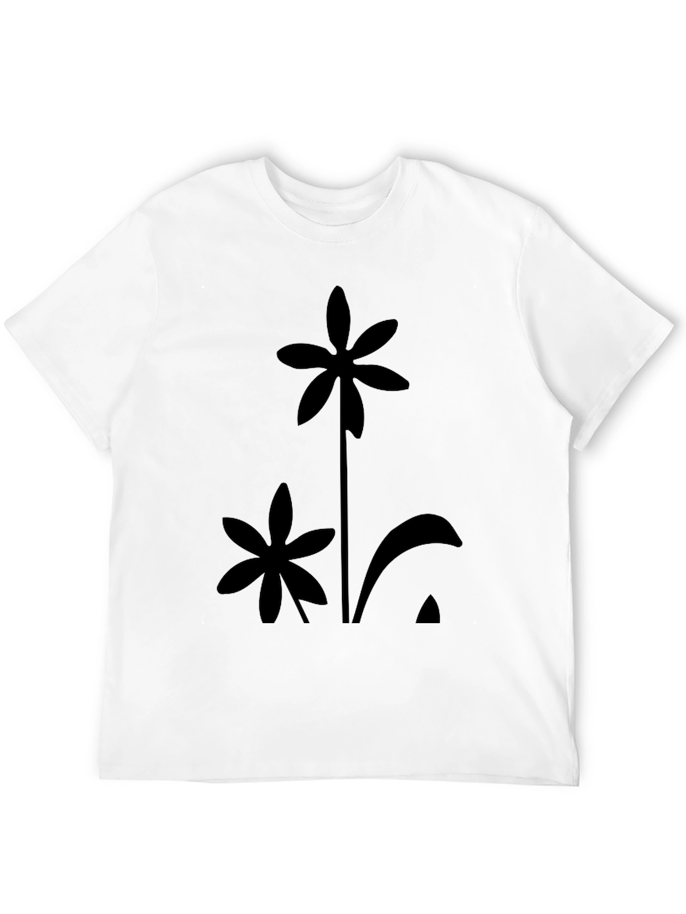 Minimalist Flower Print Black T-Shirt