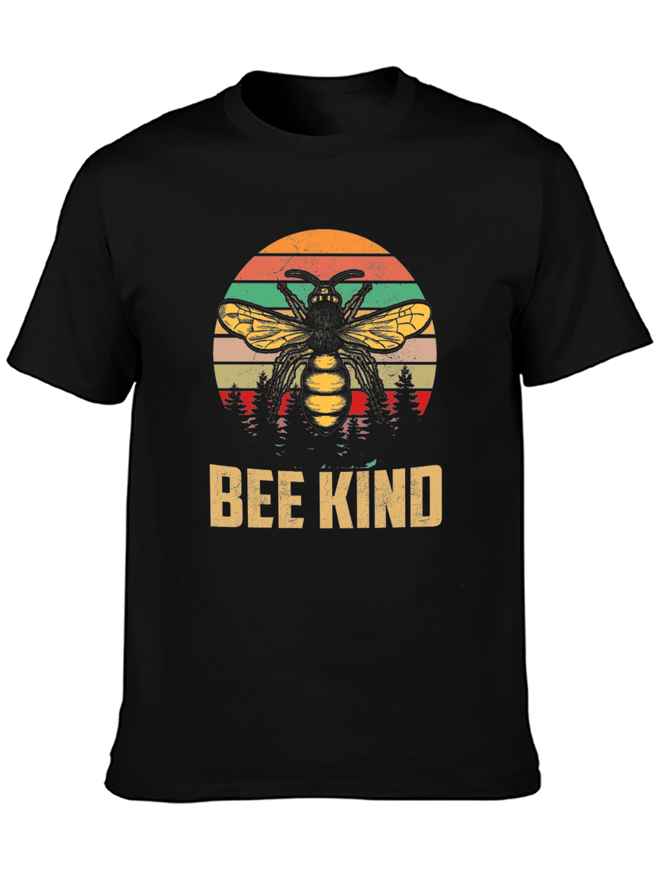 Bee Kind Graphic Tee - Retro Sunset Design