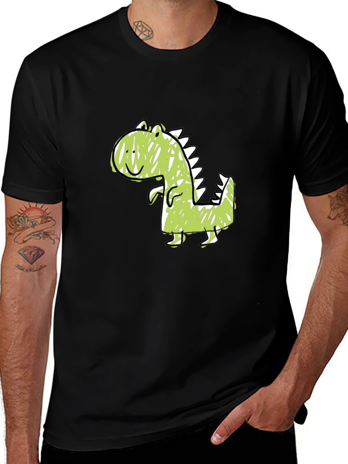 Cute Dinosaur Graphic Tee - Soft Cotton Black T-Shirt